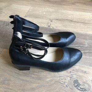 European Mary Jane ankle 3-strap heels